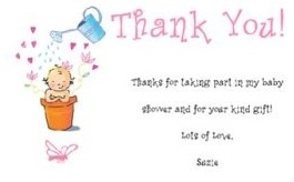 Beautiful baby shower thank you note